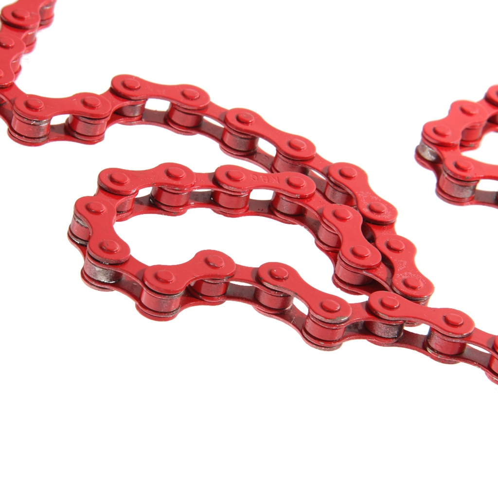 High Strength Steel Magic Button Chain Bike Chain Fixed Gear Track BMX Single Speed Chains 1/2' X 1/8' Red