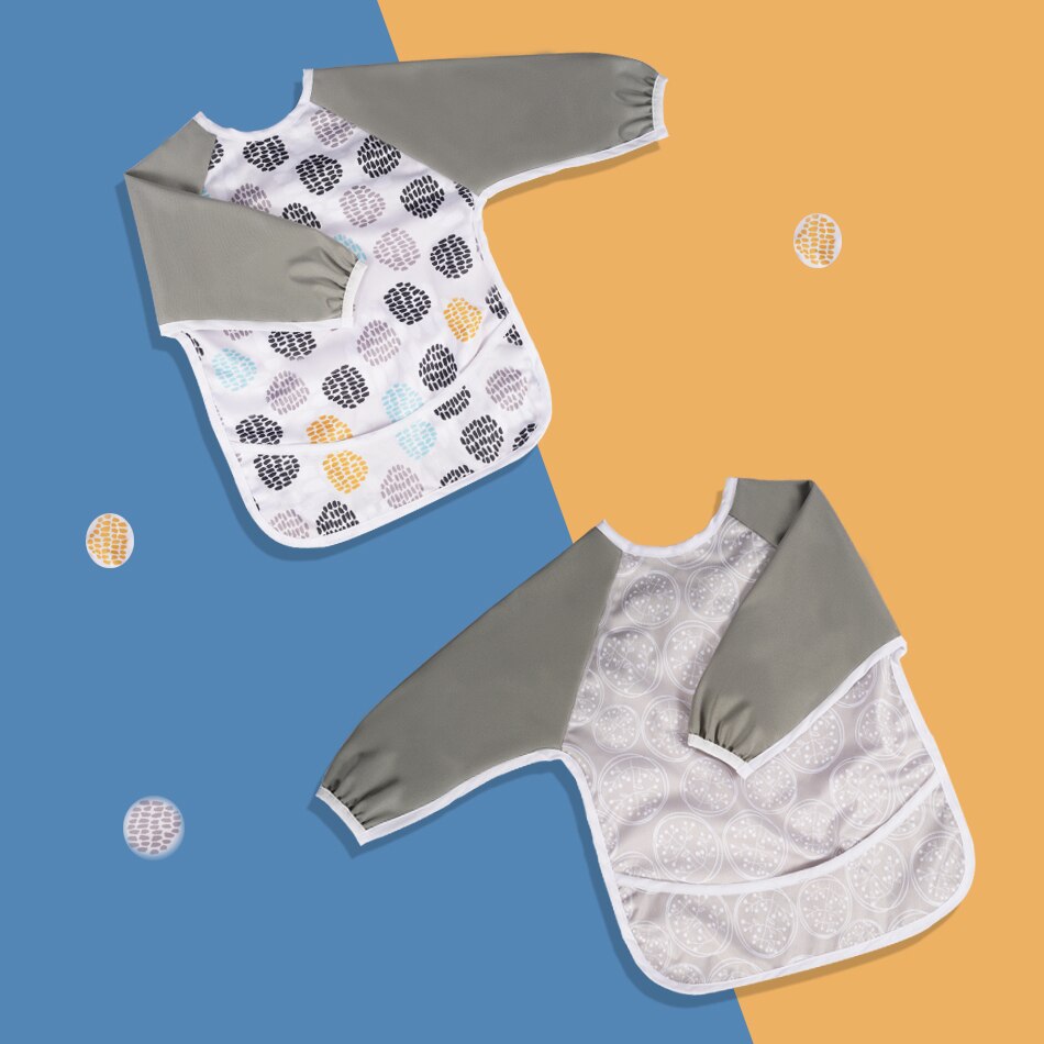 Elinfant Lange Mouwen Slabbetjes Waterdichte Baby Bib En Peuters Met Pocket Licht Gewicht Bib Wasbare One Size Feeding Slabbetjes: bws06-baby bibs