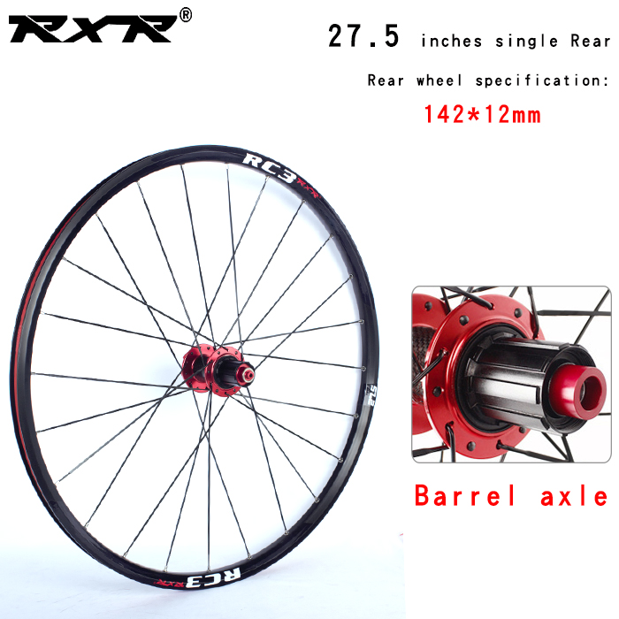 RXR-Rueda con cubo para bicicleta de montaña, neumático para bici MTB o de campo, 27.5, RC3, juego de cojinete de carbono, llanta de aleación de aluminio: 27.5 Red  Rear  TA