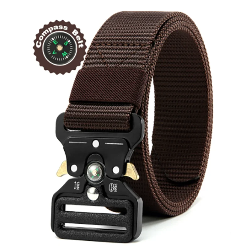Ceinture Boussole Multifonction pour Homme, Toile de , Nylon, Luxe, Environnement, dehors, Femme, Extérieur: Café