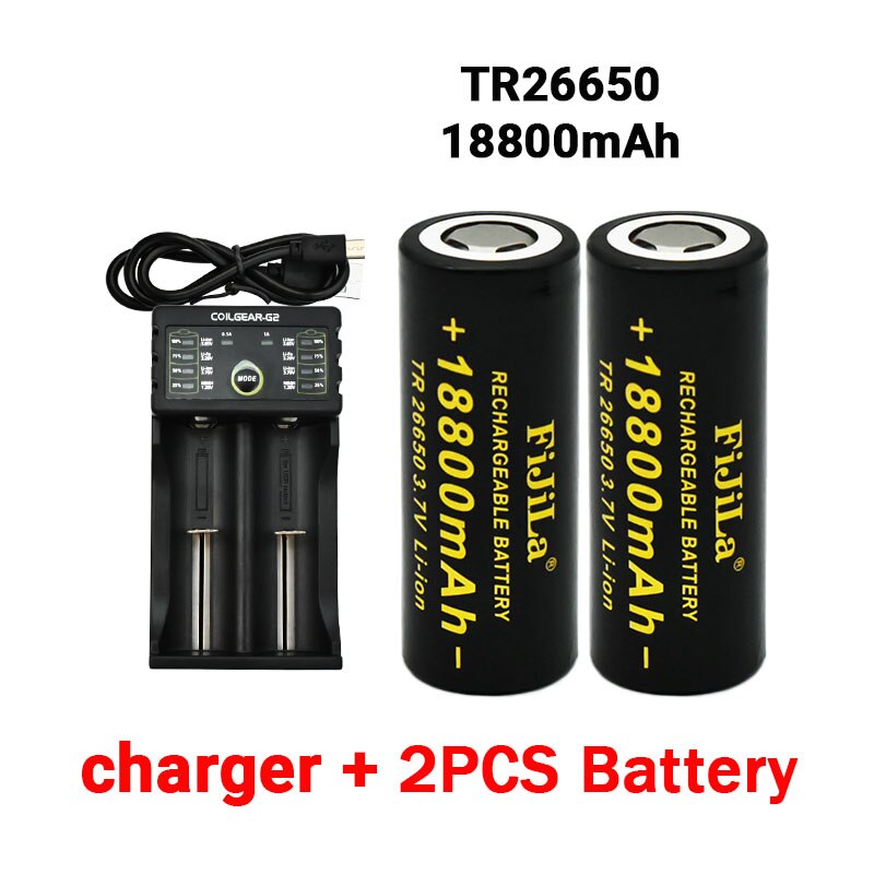 26650 3,7 V 18800mAh Batterie Hohe Kapazität 26650 50A Energie Batterie Lithium-Ionen Akku für Spielzeug Taschenlampe + ladegerät: verrotten
