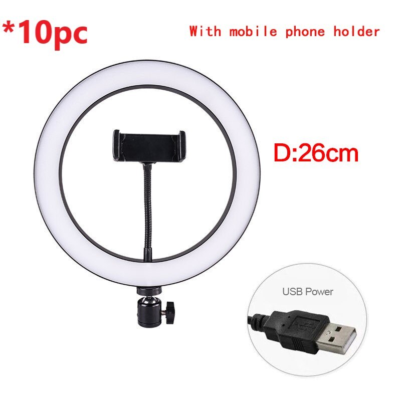 Kit de iluminación de anillo de luz para foto y vídeo, LED regulable exterior de 8/10 pulgadas + soporte de luz de 32CM