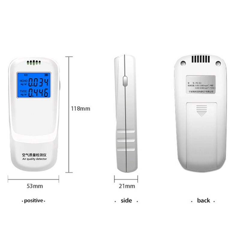 Medidor de del aire, dispositivo de medición de temperatura, humedad, CO2, TVOC, HCHO, Y4QC