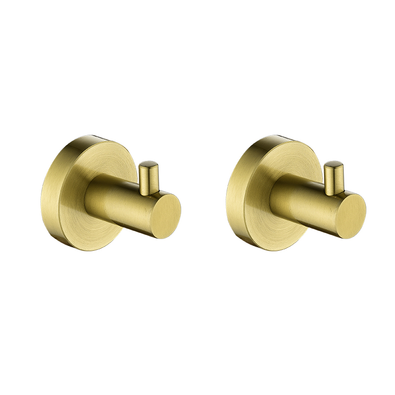 Brushed Gold Towel Hook Wall Mounted Stainless Steel Robe Hook Clothes Hook Hardware Wall Hook Bathroom Hardware: 2 PCS