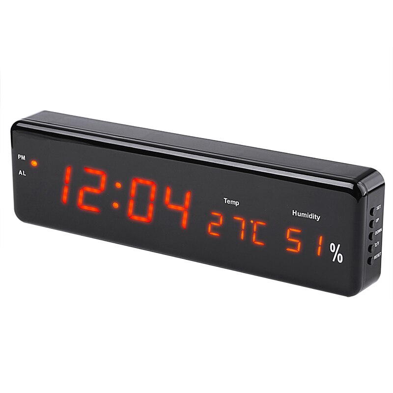 Reloj de pared con alarma electrónica, termómetro con pantalla LCD LED, higrómetro, temperatura, humedad, suministros digitales para el hogar: Red