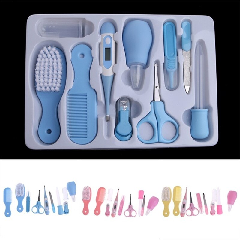 10Pcs Baby Nail Trimmer Clipper Schaar Thermometer Haar Borstel Kam Grooming Dagelijks Handige Kit Manicure Baby Nail Care Set