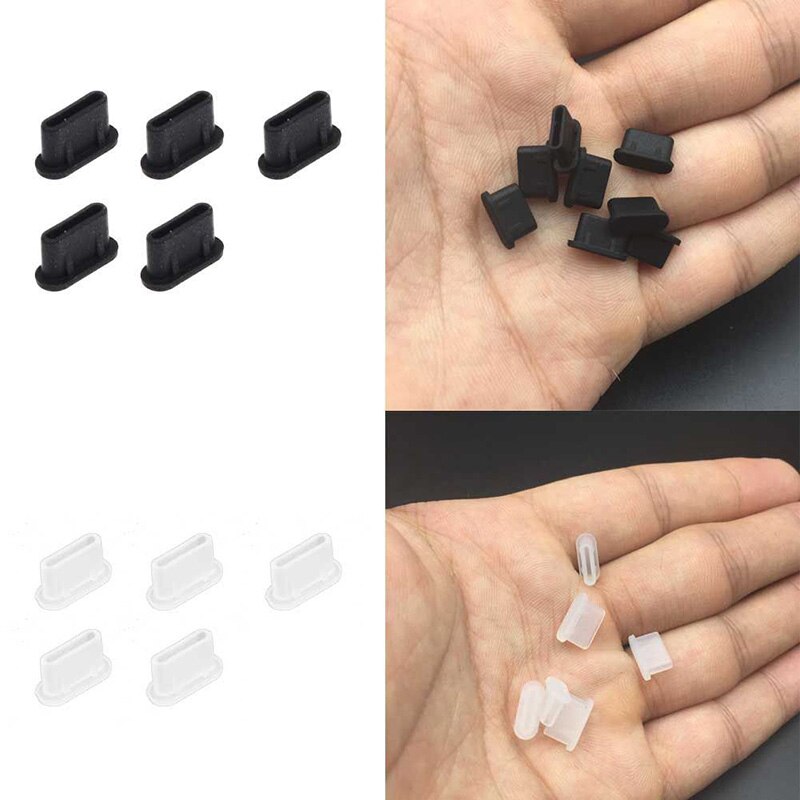 5pcs Dustproof Cover Cap Jack Charger Plug Type-C Port Anti-dust For Mobile Phone