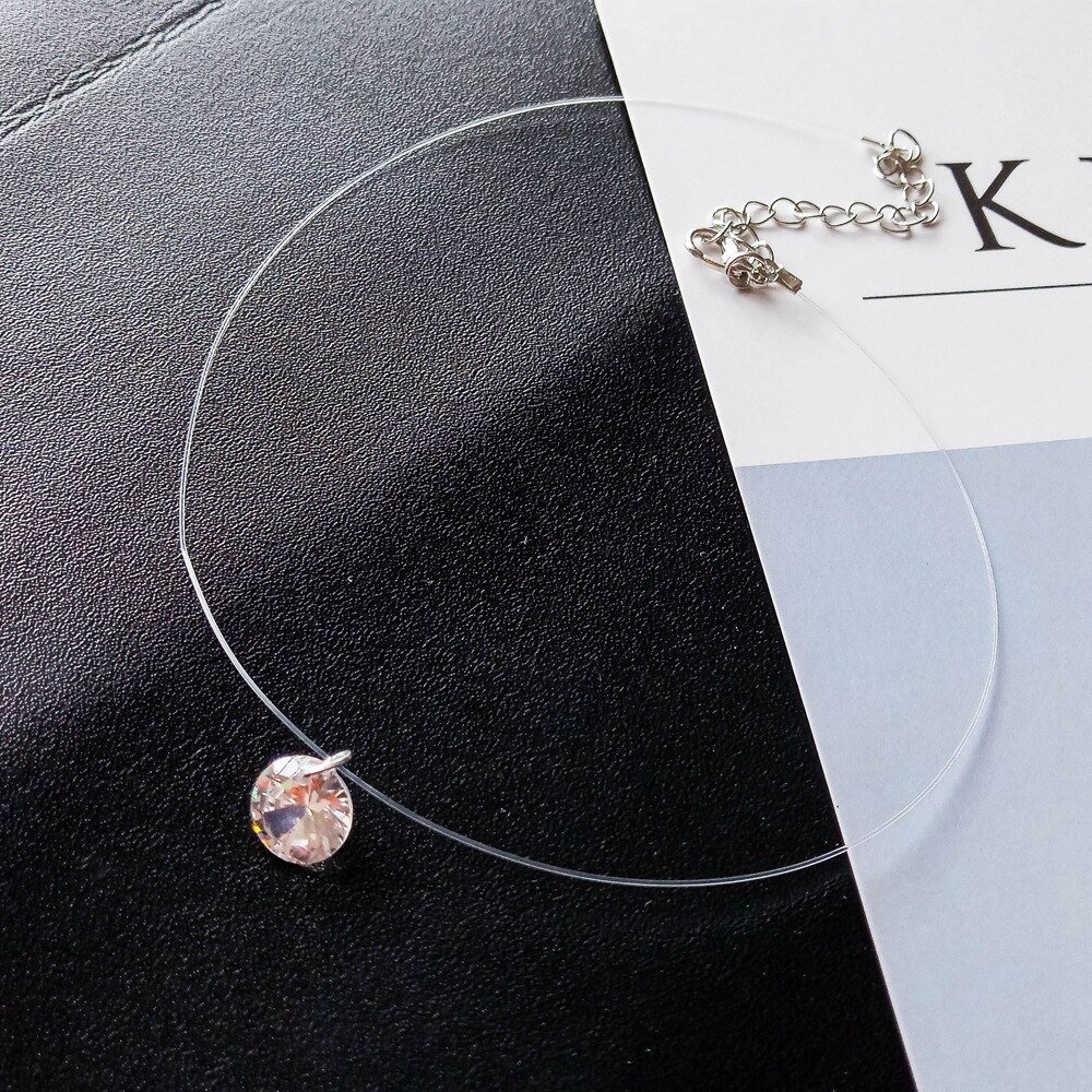 cristal Transparent ligne de pêche collier Chocker collier Invisible chaîne ras du cou colliers en ligne cou meilleur