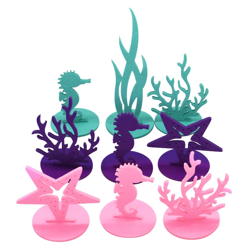 Mermaid Party Supplies Little Mermaid Decoration Seahorse Starfish Felt Table Ornament Girl Birthday Party Baby Shower Decor