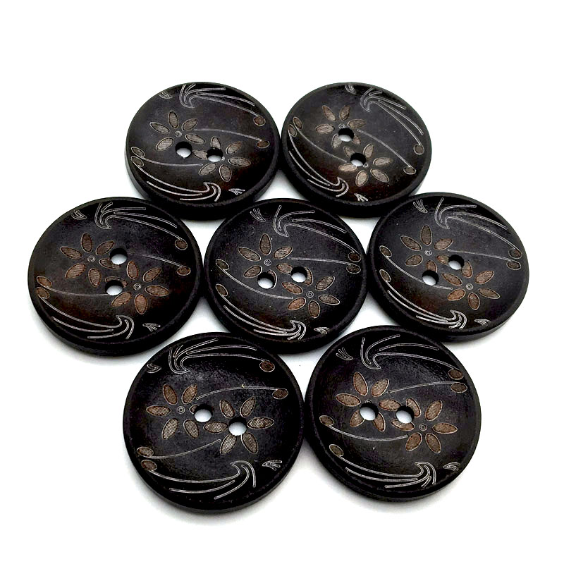 30Pcs 25/30Mm Grote Bloem Patroon Houten Knopen Voor Kleding Naaien Accessoires Ambachten Diy Scrapbooking Woondecoratie levert: Style-2 30mm