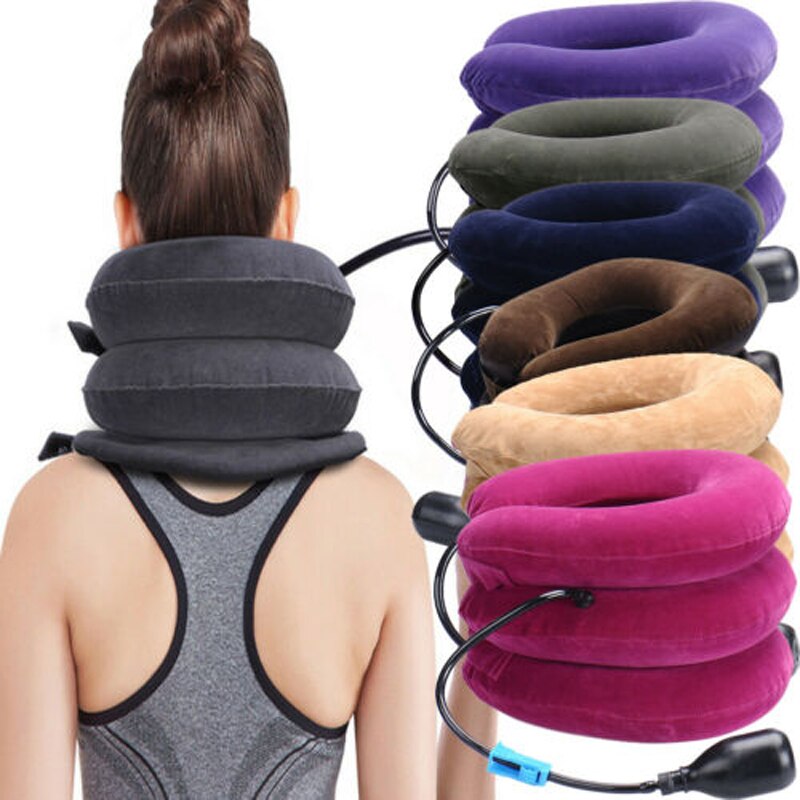 Inflatable Cervical Collar Neck Relief Traction Brace Support Stretcher Device