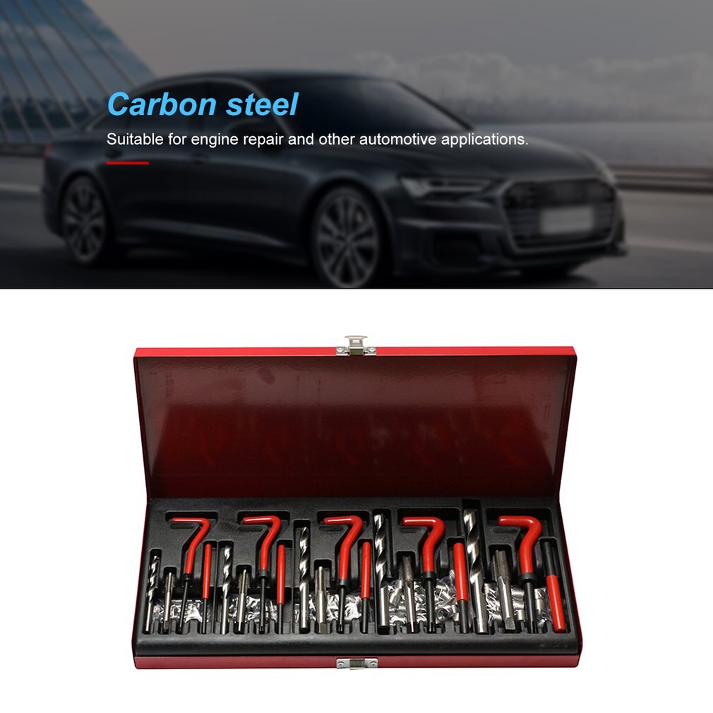 131 Pcs Engine Block Restoring Damaged Thread Repair Tool Kit M5 M6 M8 M10 M12 for Helicoil Car Repair Tools Coarse Crowbar