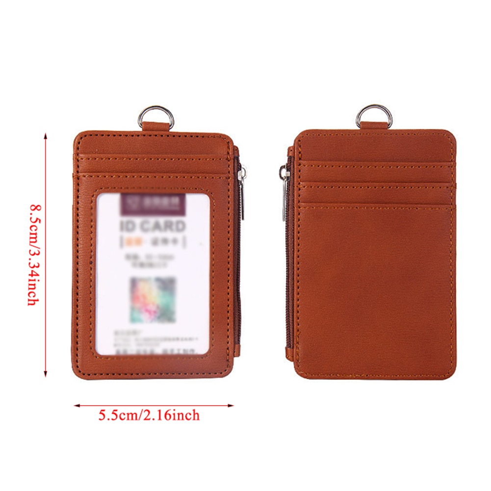 Men Women Adults Kids Leather ID Badge Bus Cards Holder Small Casual Lanyard Credit Card Case Business Organizer Bag