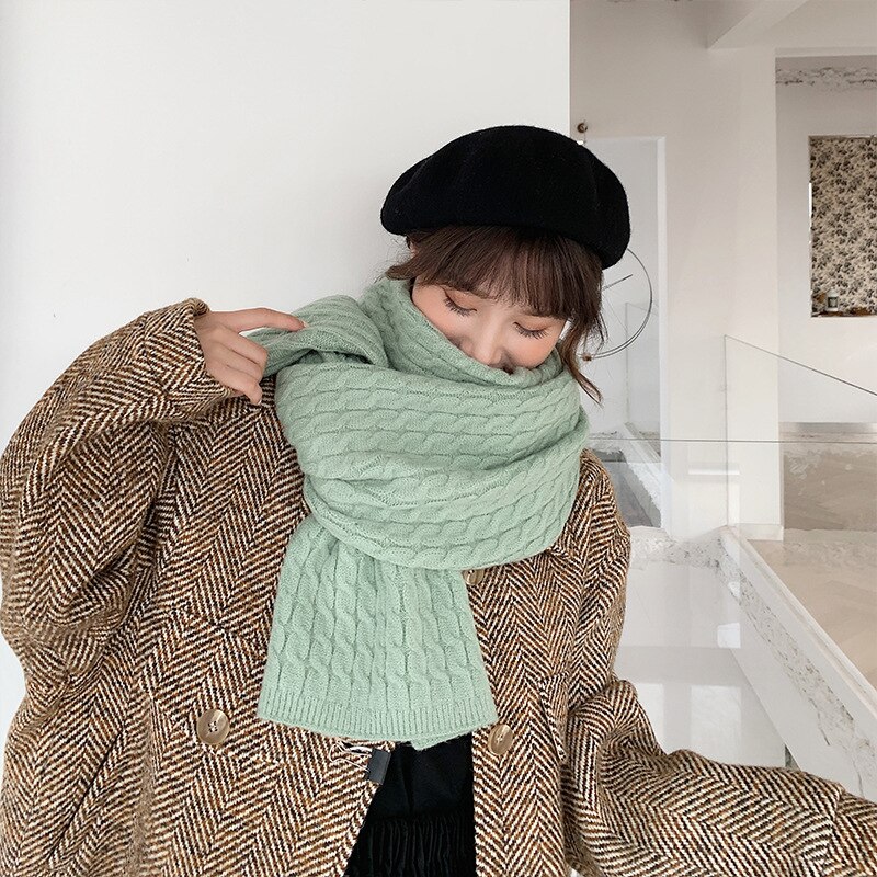 Winter Thick Soft Knit Warm Scarf Shawl Solid Red ... – Grandado