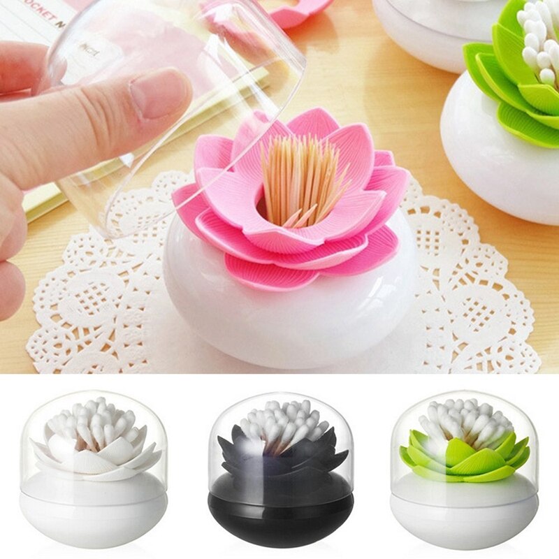 Chique lotusbloem wattenstaafjeshouder tandenstokerhouder wattenstaafjesdoos woondecoratie (roze)