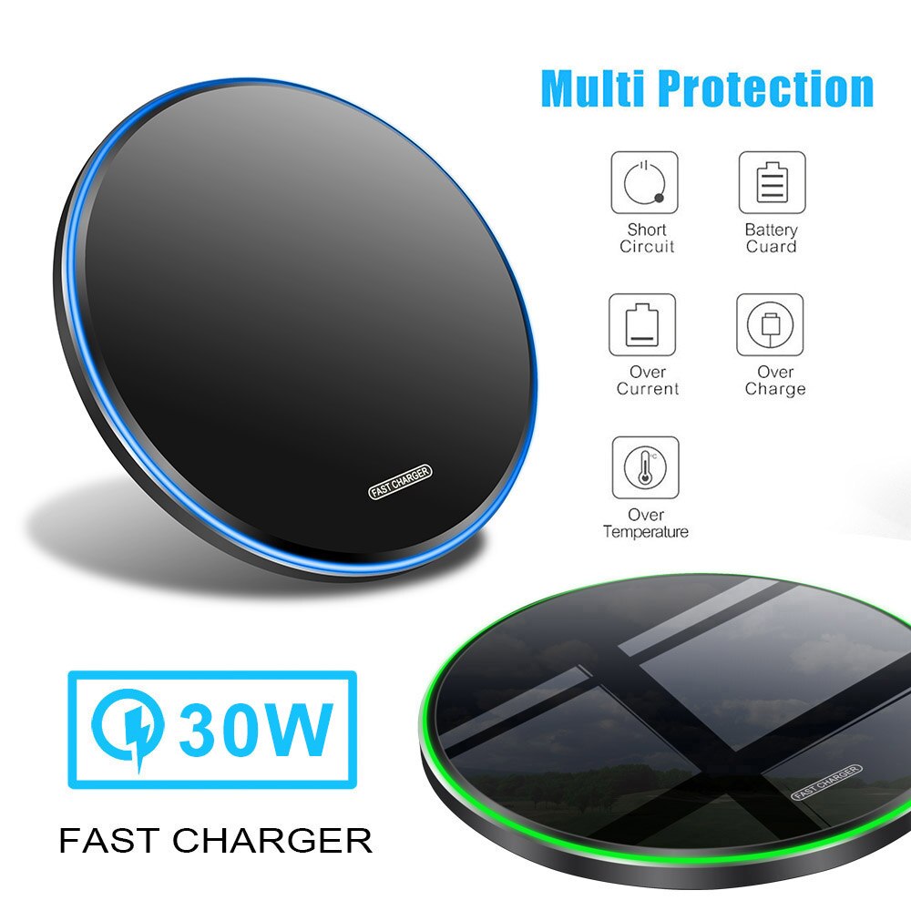 FDGAO-cargador inalámbrico para móvil, cargador inalámbrico rápido de 30W para Samsung S20, S10, Note 20, iPhone 12 Pro Max, 11, 8, X, XS, XR, Xiaomi Mi 10, 9, Huawei Mate 40 Pro