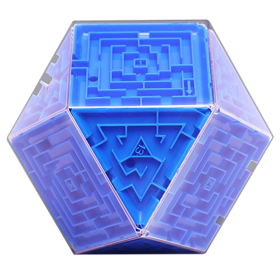 3d labyrint terning intelligent legetøj labyrint bold legetøj labyrint boldspil læring pædagogisk legetøj tetraeder kunst farverig l: Blå