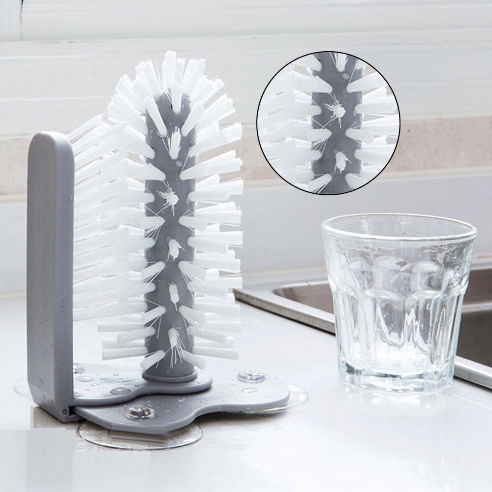 Glass Cleaner Bottles Brush Sink Stand Drink Water Cup Scrubber Mug Wine Suction Kitchen Bottle Cup Cleaner Brush