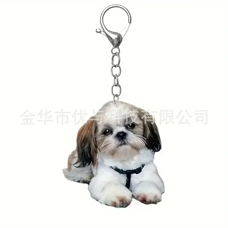 Lindo perro Material acrílico accesorios decorativos planos para coche moldura Interior colgante para coche adornos colgantes adornos para coche: Morado