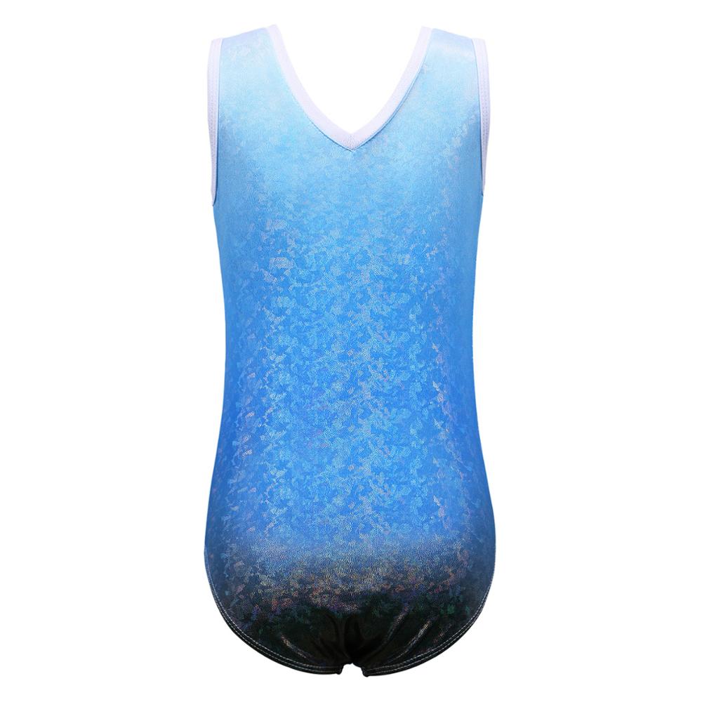 BAOHULU Sparkle Rhinestone Ballet Leotard Gradient Blue Color Gymnastics Costumes Teens Tank Activewear Dance Wear for 3-14 Year