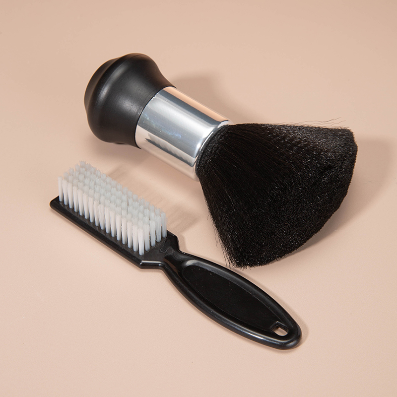 Cepillo suave de peluquería, plumero negro para barrer el cuello, Limpieza del cabello, anillo de corte de pelo, cepillo para Barba, juego de peine de estilismo