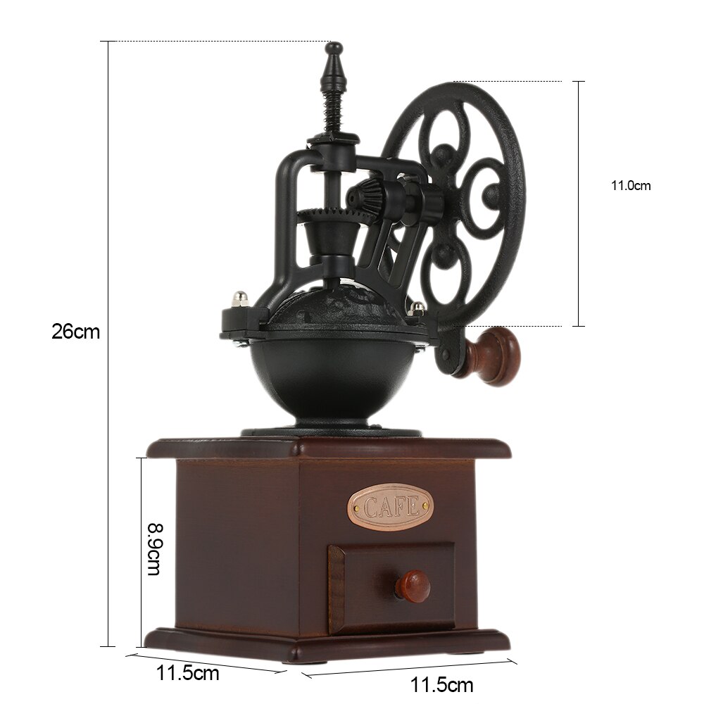 Manual Coffee Grinder Antique Coffee Mill Cast Iron Hand Crank Coffee Mill with Grind Settings & Catch Drawer