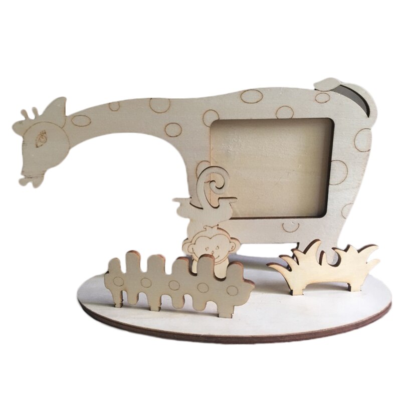 neue DIY Karikatur Ebene Holz Foto Rahmen Biene Giraffe Bild Dekoration Für Heimat Baby Dusche Geburtstag Party Versorgung: Giraffe