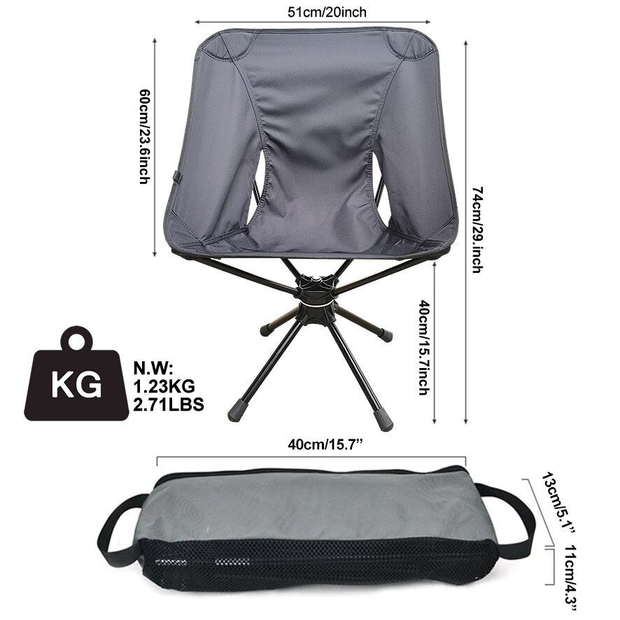 Camping Swivel Chair 360 Degree Swivel Chair Outdoor Leisure Picnic Chair Field Fishing Chair Portable Moon Chair