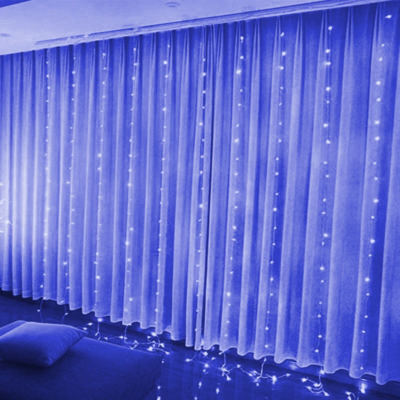 Lumières dégradées de rideau LED, 8 modes d'éclairage, décoration extérieure et intérieure pour Noël, fête de mariage, jardin, salon, chambre à coucher, 6m, 3m: Rouge / 6-10W