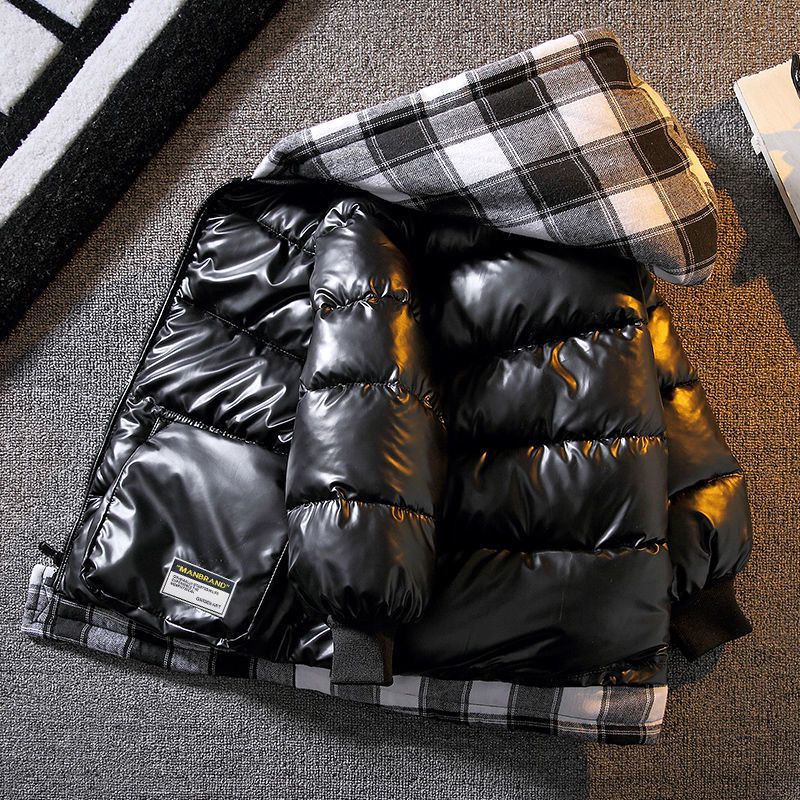 Jungen-daunenjacke für herbst und Winter, kariert, wasserdicht, winddicht, mit kapuze, kinderkleidung 6 8 10 12 jahre: Schwarz / 5