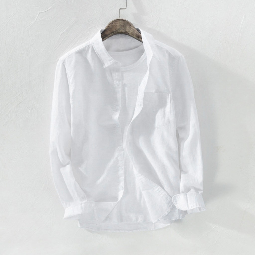 Mannen Shirts Katoen En Linnen Lange Mouwen Zomer Solid Comfortabele Zuiver Linnen Casual Losse Shirts Plus size