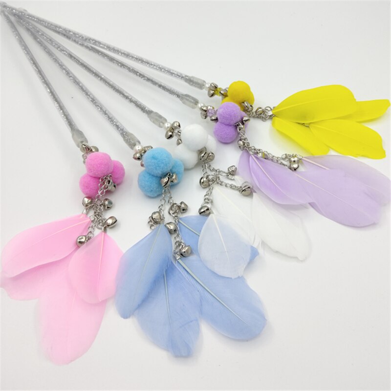 Ribbon Cat Toy Feather Stick Toy For Cats Kittens Interactive Cat Toy Pet With Bell Pet Toys Cat Supplies Play Game Pet Products