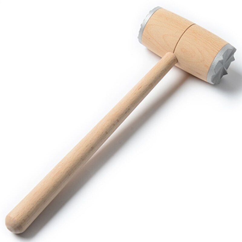 Solid Wood Pine Meat Hammer Kitchen Supplies Aluminum Nail Beef Meat Hammer Double-Sided Beat Meat Hammer