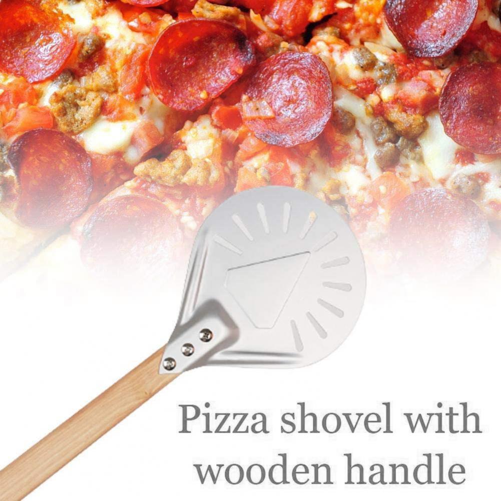 Pizza Shovel Perforated Pizza Shovel Baking Tools Removable Pizza Peel Shovel Non Stick Kitchen Baking Supplies with Wood Handle