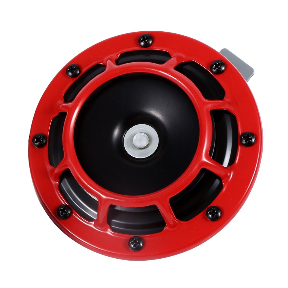 12V Car Grille Mount Electric Blast Tone Horn Super Tone Loud Compact Electric Horn with 2 universal mounting brackets Red