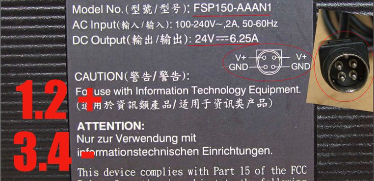 original FSP150-AAAN1 24v 6.25a 150w ac adapter for Fsp laptop adapter charger 4 pin: black