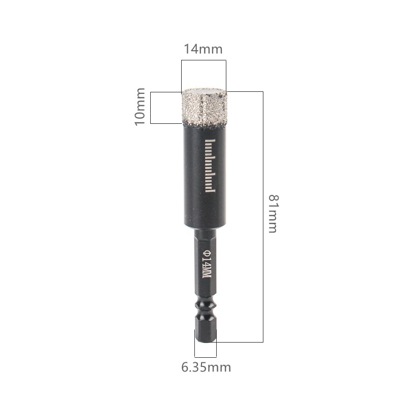 6/8/10/12/14mm diamant tørre bor hulsav fræser marmor keramiske fliser 81mm længde loddede tørre fliser elektriske bor dele bit