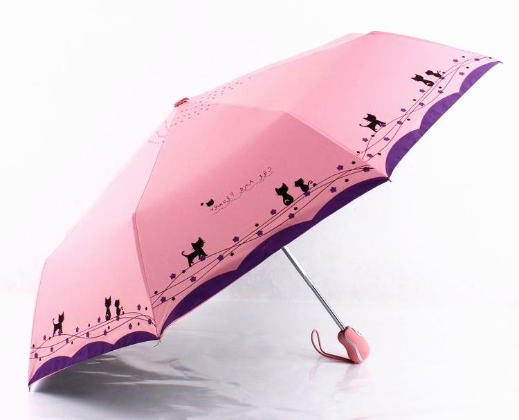 Bloemen En Kat Paraplu Regen Vrouwen Winddicht Ultralight Zon Regen Automatische Opvouwbare Paraplu Dame Paraplu Parasol: pink
