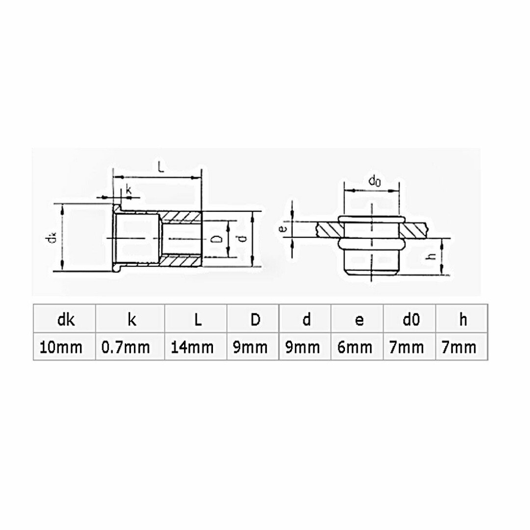 100pcs Car Auto M6 Metric Steel Rivet Nut Flat Head Threaded Insert Nutsert Tool Parts For Steel Plastic Fiberglass Accessories
