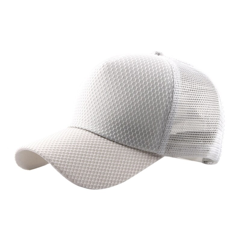 Utendørs sport turcaps solskjerm polyester mesh snapback lue hodeplagg utendørs sports løpetøy med justerbar lukking bak: Hvit