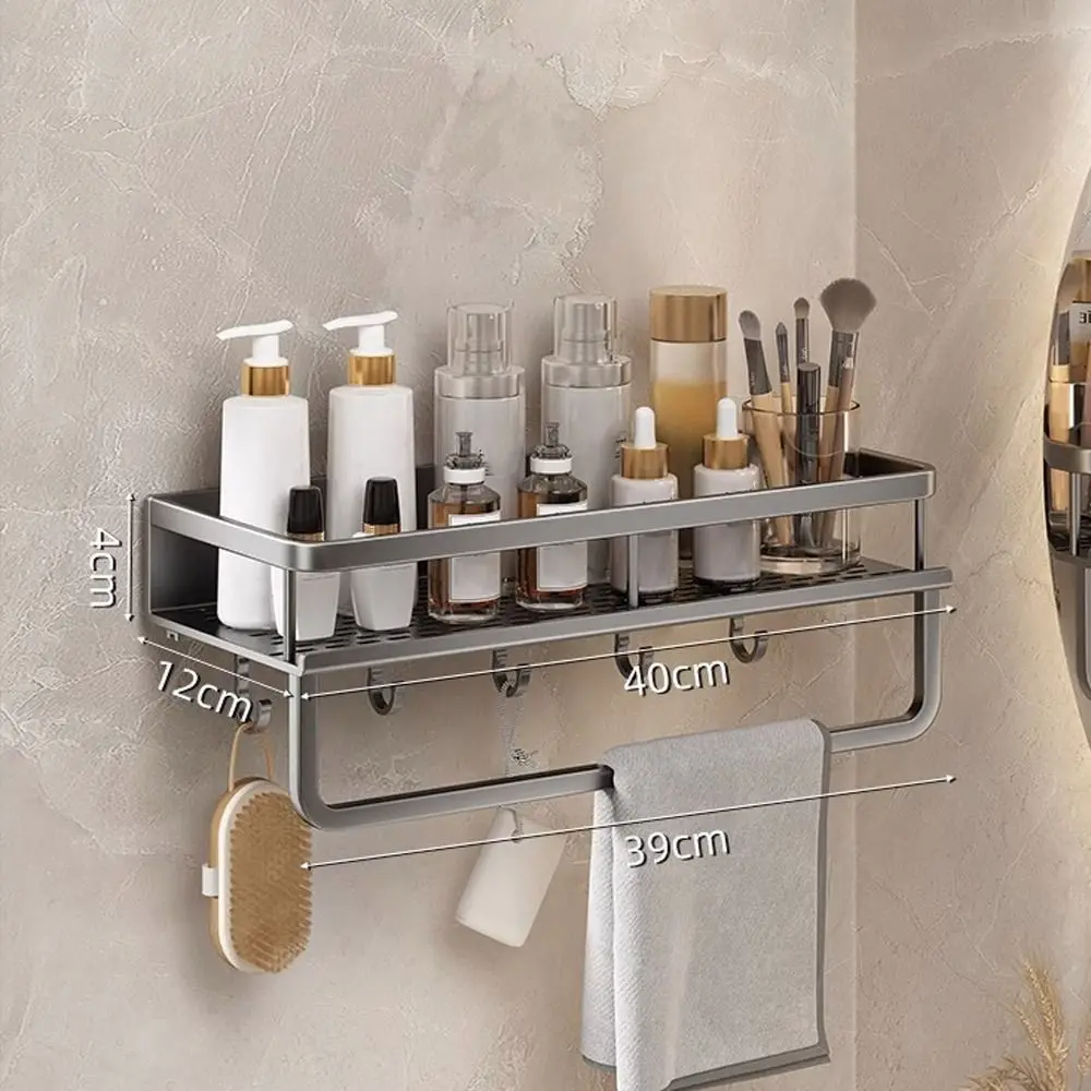 Bathroom Shelves Corner Shower Shelf Aluminum Wall Mount Shampoo Storage Rack Holders No Drill Kitchen Bathroom Accessories: Burgundy