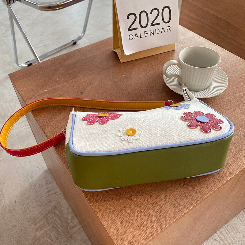 Leuke Bloemen Madeliefjes 2 Bandjes Crossbody Tassen Voor Vrouwen Schoudertassen Zomer Handtassen Kleine Canvas Vrouwelijke Messenger Bags