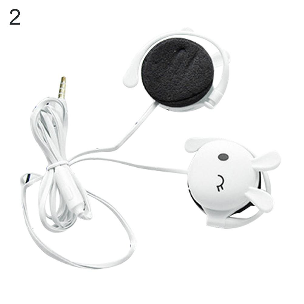 Niedlicher hasen-stereo-kopfhörer mit mikrofon und 3.5mm ohrbügeln, sport-headset: Weiß