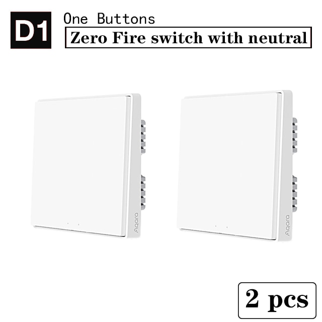 Newest Aqara D1 Wall Switch ZigBee Smart Light Remote Control Wireless Key Zero Line Fire Wire Wireless Switch With/NO Neutral: 2  With Neutral 1Key