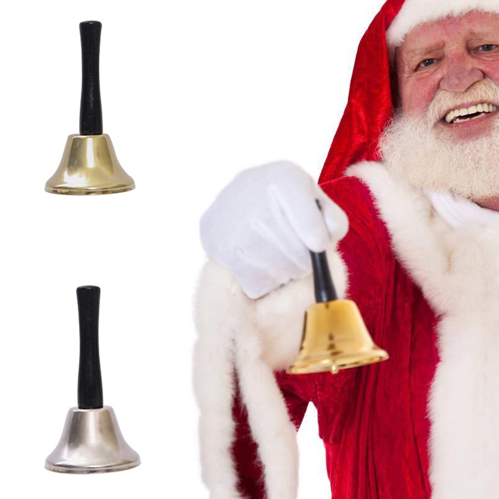 Cascabeles de Navidad con mango de madera, campana de cobre para recepción Noble, tienda de cena, Hotel, iglesia, sonajero de mano, campanilla escolar