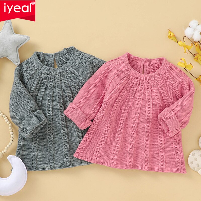 IYEAL-suéter de punto para niña, suéteres de cuello redondo para Primavera, prendas de vestir para bebé y niña, abrigo de algodón de 0 a 24M,