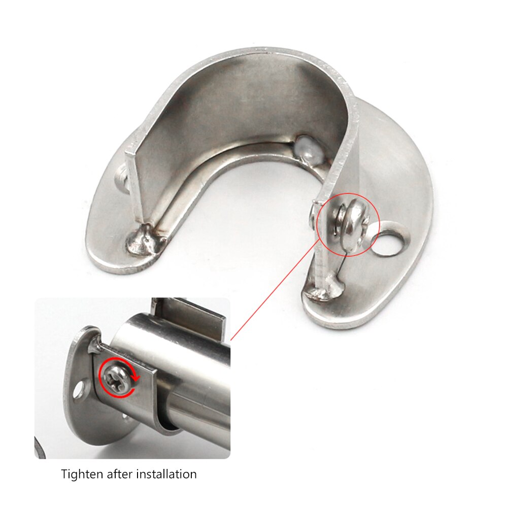 4sets Clothes Storage U Shaped Flange Socket Wardrobe Stainless Steel Closet Rod Holder End Supports Heavy Duty Thick Home