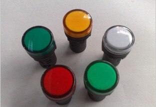 10pcs 22mm Panel Mount Signal Power Led Indicator Light Blue Green Red White Yellow Pilot Lamp 12V 24V 220V Signal Warning Lamp