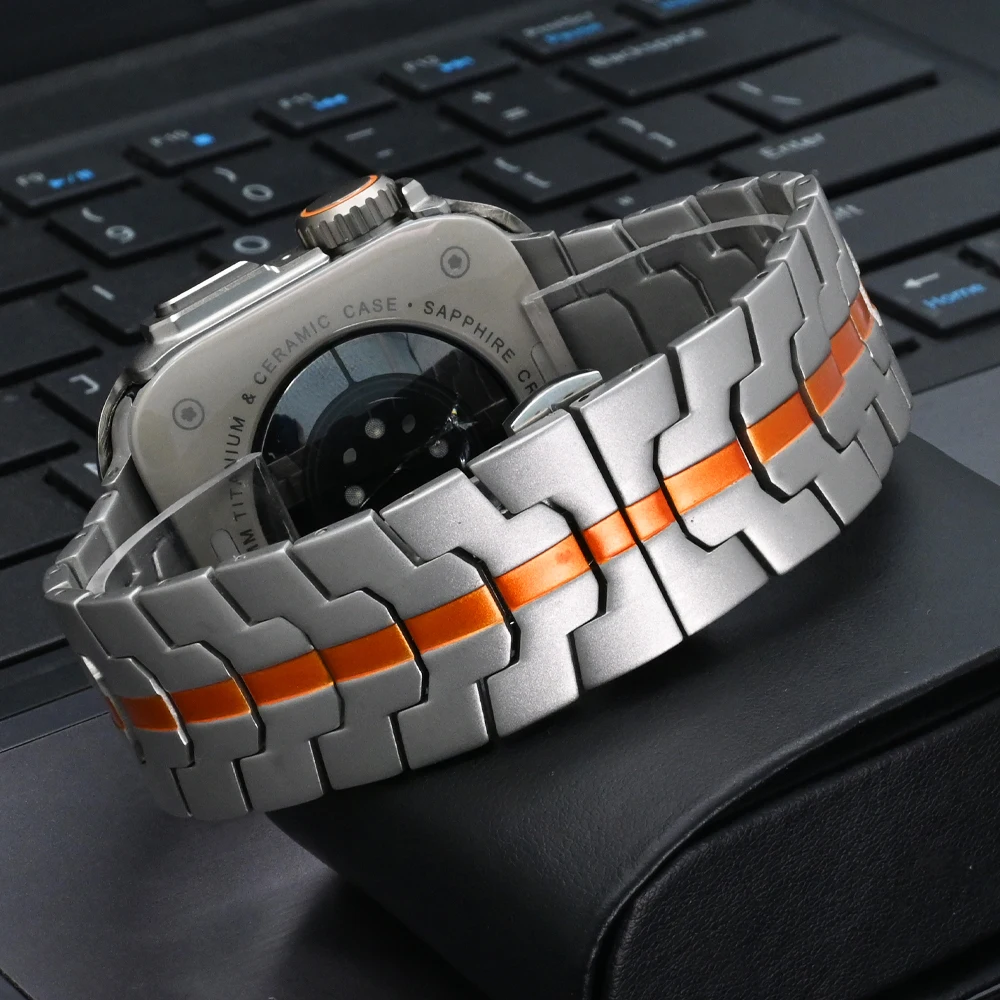 Roestvrij stalen band voor Apple Watch-band 49 mm 46 mm 45 mm 44 mm Vlindergesp Link-armband + kast Iwatch 10 9 8 7 6 5 Se Ultra