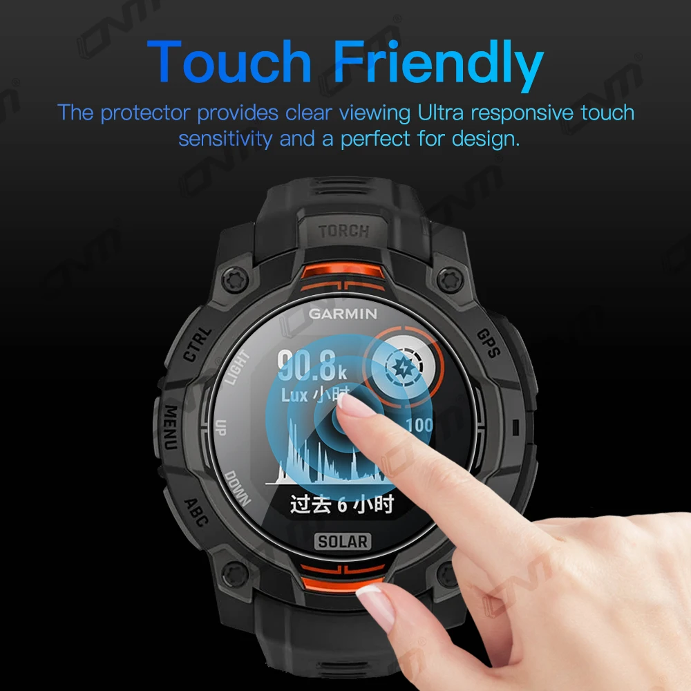 Protetor de tela para garmin instinto 3 amoled & solar 50mm 45mm hd anti-risco cobertura completa película protetora acessórios